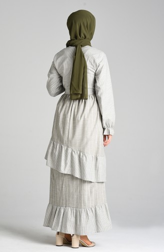 Light Khaki Green Hijab Dress 8072-05