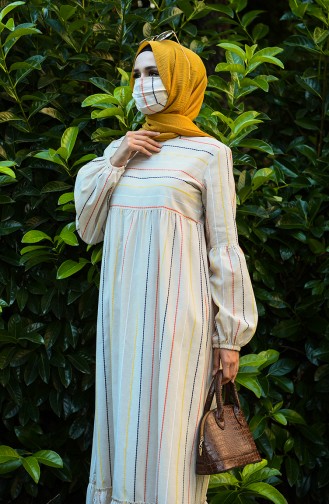 Beige Hijab Kleider 1400-02