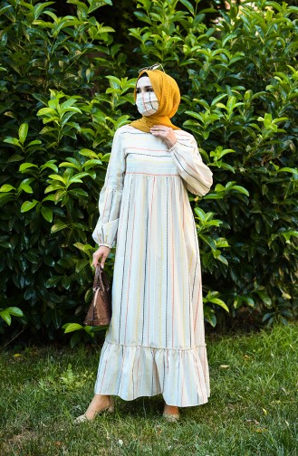 Linen Dress with Free Mask 1400-02 Beige 1400-02