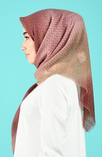 Desenli Flamlı Eşarp 2505-03 Gül Kurusu