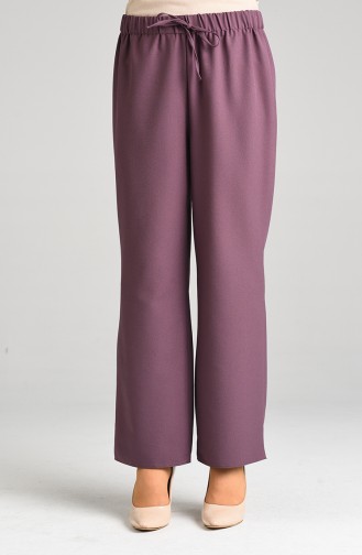 Beli Lastikli Krep Pantolon 0286-01 Koyu Lila
