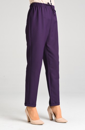 Elastic waist Double-leg Trousers 0287-04 Purple 0287-04