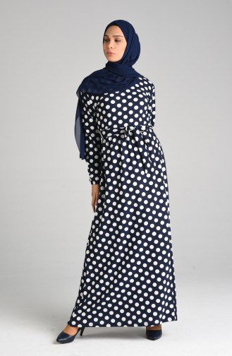 Dunkelblau Hijab Kleider 0373-02