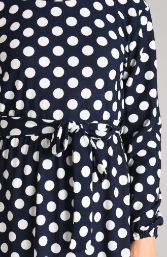 Polka Dot Dress 0373-02 Navy Blue 0373-02