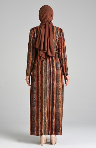Ziegelrot Hijab Kleider 5709C-04