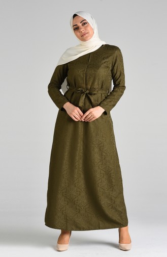 Khaki Hijab Kleider 6473-01