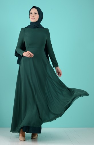Smaragdgrün Hijab Kleider 5240-01