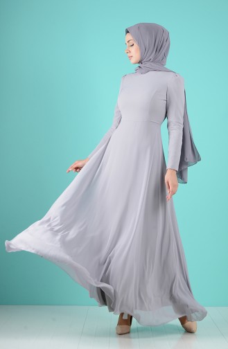 Grau Hijab Kleider 5240-08