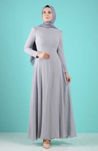 Grau Hijab Kleider 5240-08