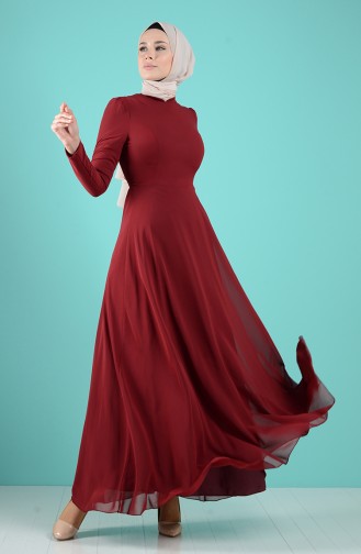 فستان أحمر كلاريت داكن 5240-12