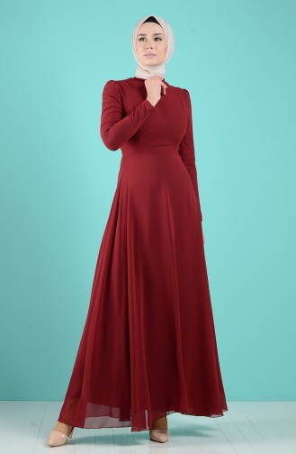 Dunkel Weinrot Hijab Kleider 5240-12