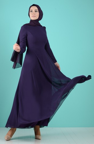 Dunkelviolett Hijab Kleider 5240-13
