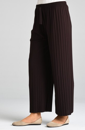 Pleated wide Leg Pants 2014-01 Brown 2014-01