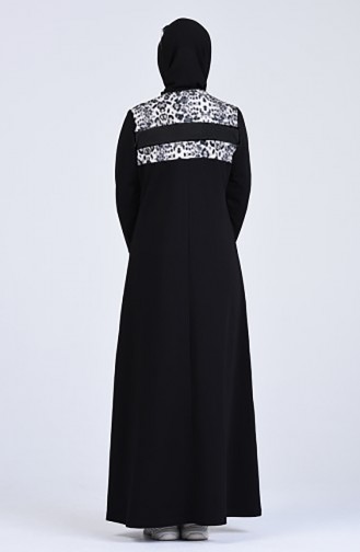 Garnili Elbise 6002S-01 Siyah Bej
