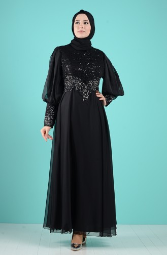 Schwarz Hijab-Abendkleider 52776-02