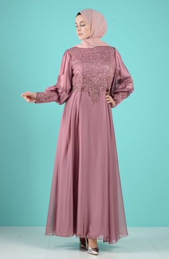 Beige-Rose Hijab-Abendkleider 52776-03