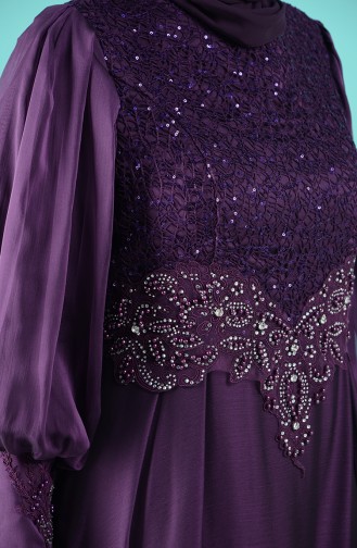 Sequin Detailed Evening Dress 52776-04 Purple 52776-04