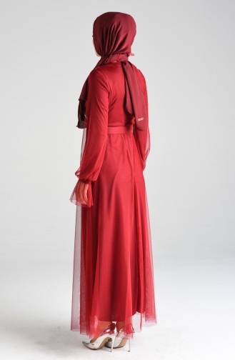 Weinrot Hijab-Abendkleider 4105-03