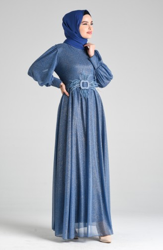 Indigo Hijab Evening Dress 4212-02