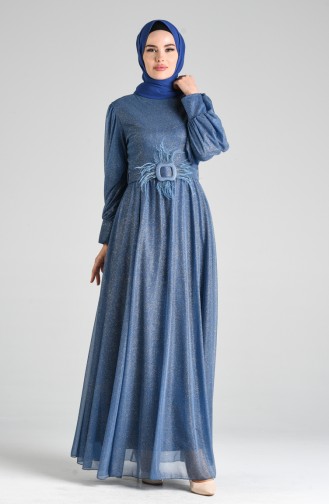 Indigo Hijab Evening Dress 4212-02