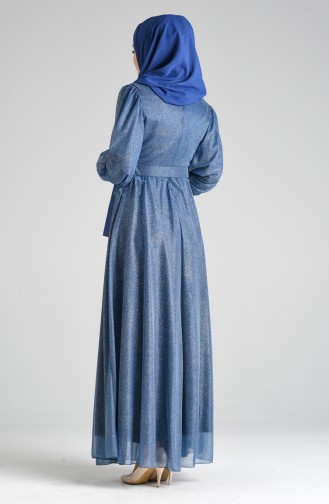 Indigo Hijab Evening Dress 4212-02