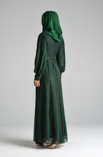 Emerald Green Hijab Evening Dress 4212-03
