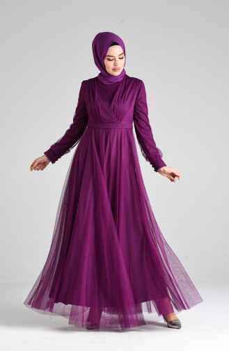 Tulle Evening Dress 12035-01 Purple 12035-01