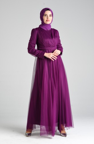 Tulle Evening Dress 12035-01 Purple 12035-01