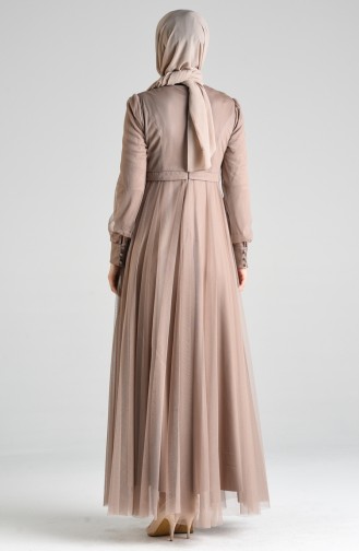 Mink Hijab Evening Dress 12035-02