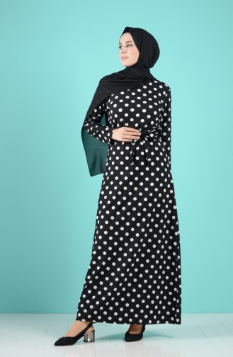 Schwarz Hijab Kleider 5708T-01