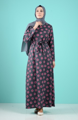 Anthrazit Hijab Kleider 5709B-01