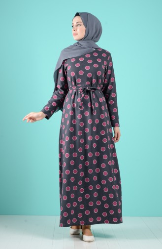 Anthrazit Hijab Kleider 5709B-01