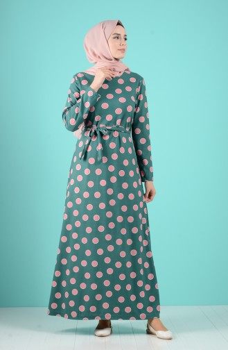 Grün Hijab Kleider 5709B-05