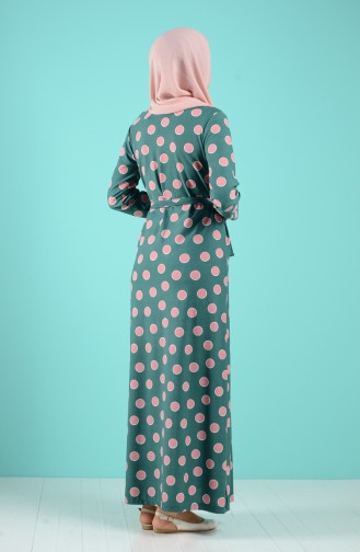 Grün Hijab Kleider 5709B-05