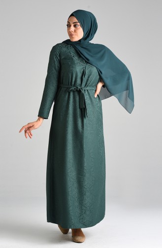 Robe Hijab Vert emeraude 6473-03