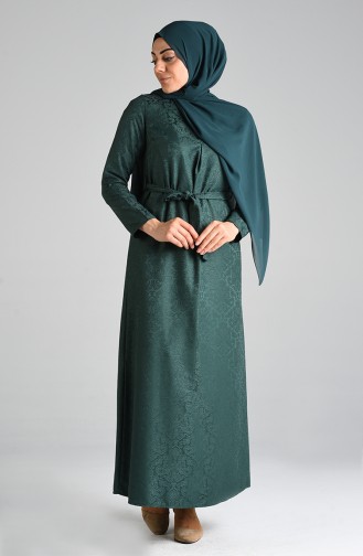 Robe Hijab Vert emeraude 6473-03