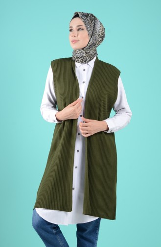 Fitilli Triko Yelek 4225-02 Haki