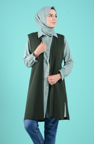 Dunkel Khaki Strickjacke 4225-08