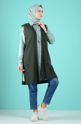 Dunkel Khaki Strickjacke 4225-08