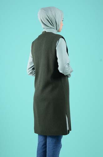 Dunkel Khaki Strickjacke 4225-08