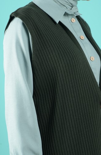 Dunkel Khaki Strickjacke 4225-08