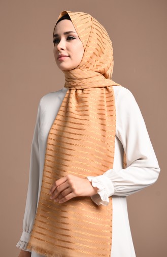 Otantik Sim Şeritli Şal 13180-18 Hardal