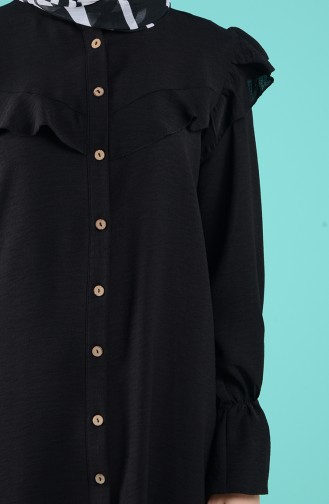 Fırfırlı Tunik Pantolon İkili Takım 6123-02 Siyah