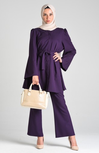 Belted Tunic Trousers Double Suit 0285-01 Purple 0285-01