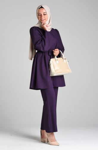 Belted Tunic Trousers Double Suit 0285-01 Purple 0285-01