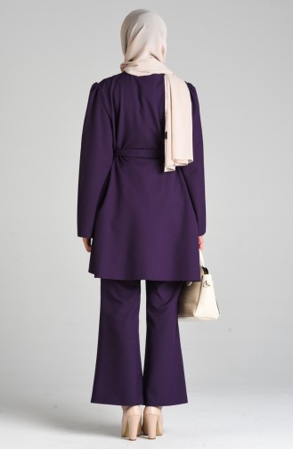 Belted Tunic Trousers Double Suit 0285-01 Purple 0285-01