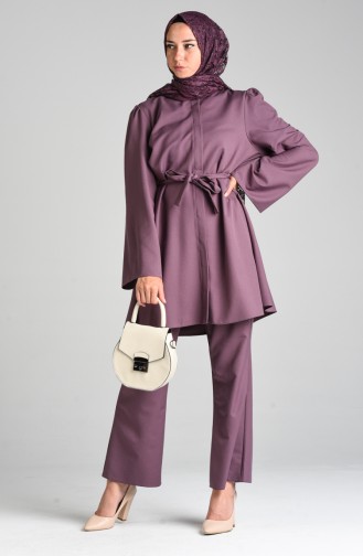 Belted Tunic Trousers Double Suit 0285-02 Dark Lilac 0285-02