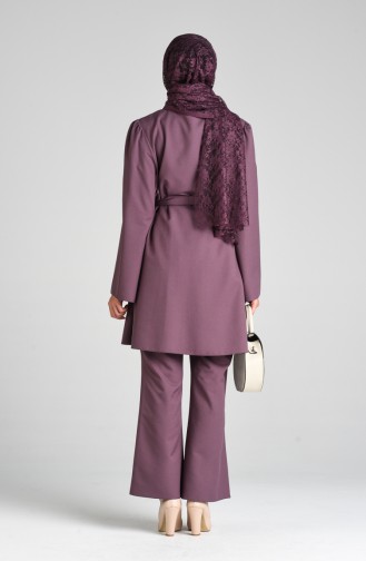 Belted Tunic Trousers Double Suit 0285-02 Dark Lilac 0285-02