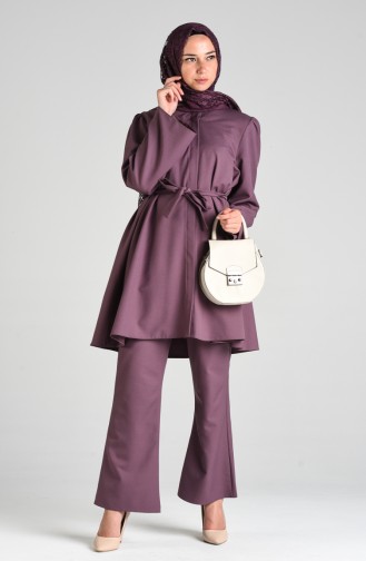 Belted Tunic Trousers Double Suit 0285-02 Dark Lilac 0285-02