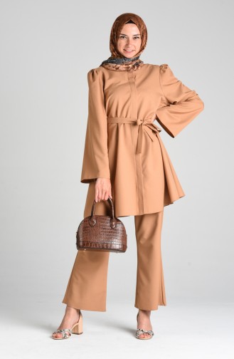 Belted Tunic Trousers Double Suit 0285-03 Caramel 0285-03